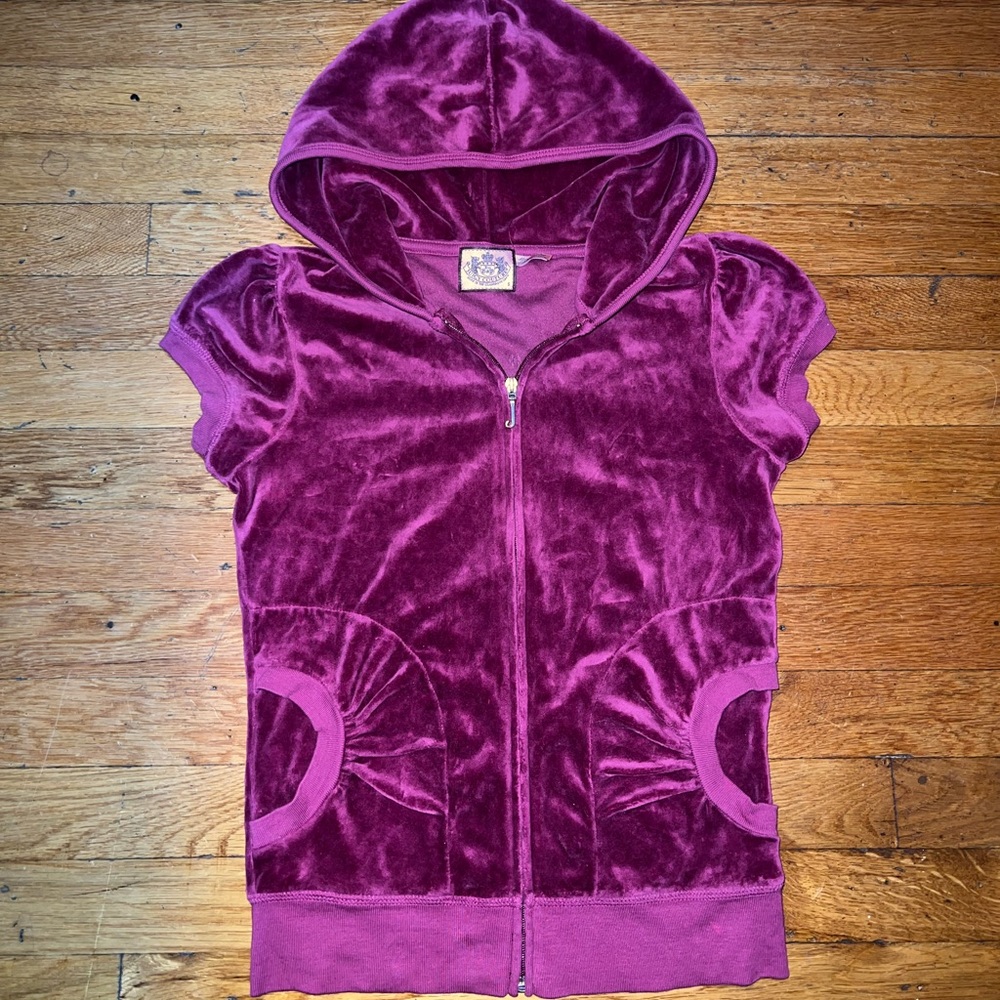 Juicy Couture Velour Short Sleeve Hooded Zip